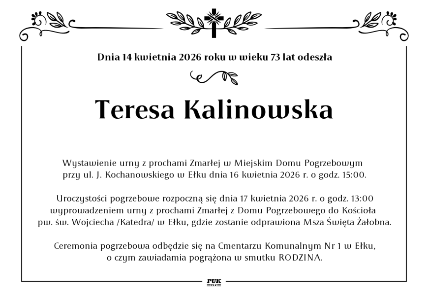 Teresa Kalinowska - nekrolog